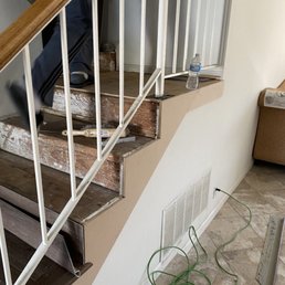 a staircase being remodeled