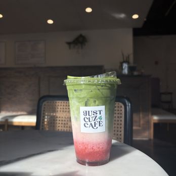 Just Cuz Cafe - Strawberry matcha with oat milk - Cafes Near Me - Lacey, Washington Just Cuz Cafe - Strawberry matcha with oat milk - Cafes Near Me - Lacey, Washington