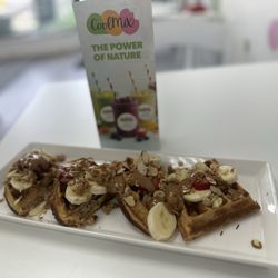 Homemade Oatmeal protein waffles. Healthy and delicious