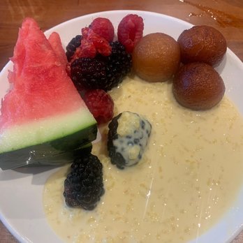 Spice Malabar - Rice pudding, Gulab Jamun, and fruit - Indian Near Me - Clifton Park, New York