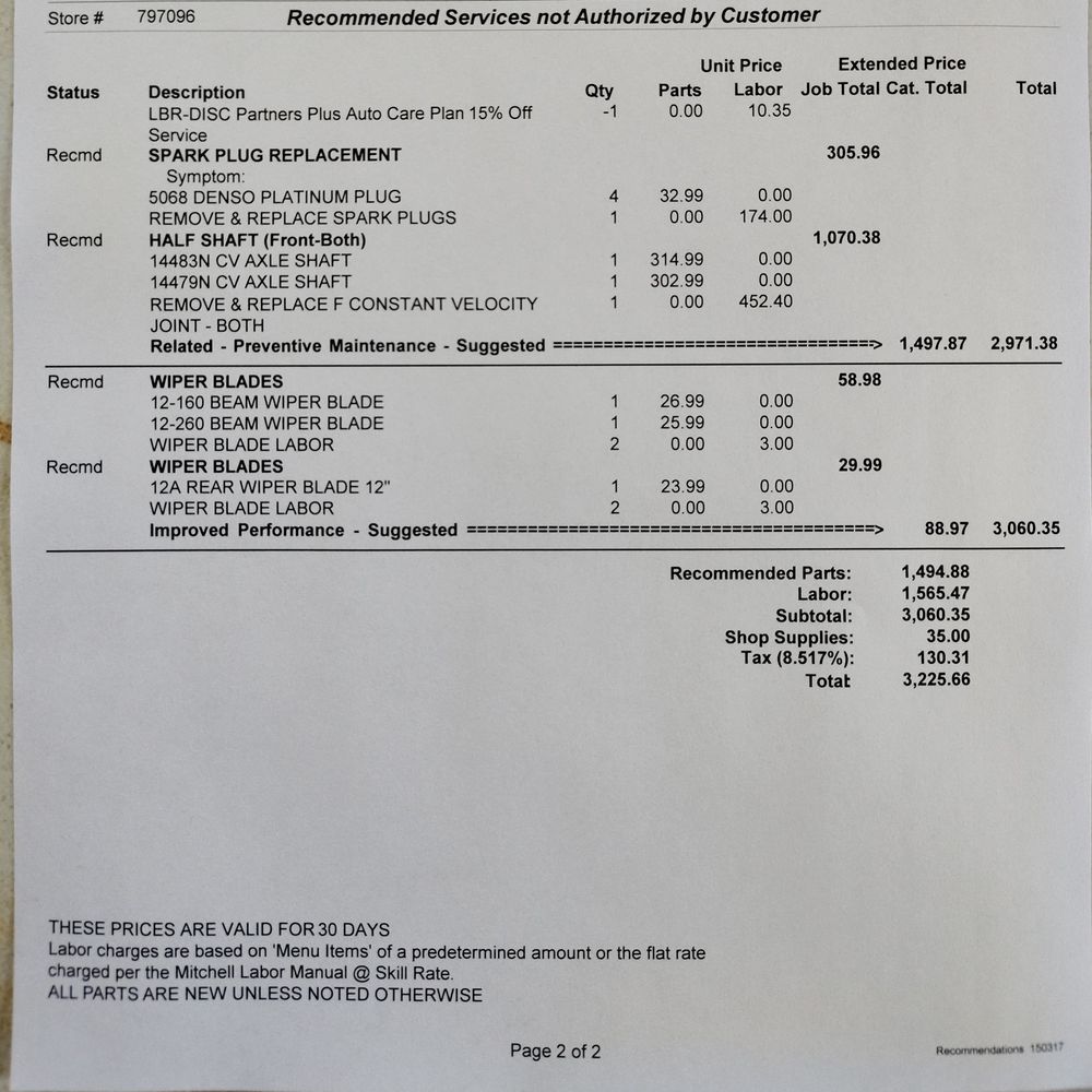 Firestone Complete Auto Care - Diagnostic report, second page. - Auto Repair Near Me - Tulsa, Oklahoma