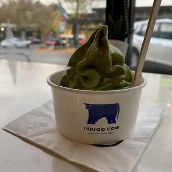 Indigo Cow - Small ceremonial matcha soft serve ($4 + tax and tip) - Ice Cream & Frozen Yogurt Near Me - Bellevue, Washington