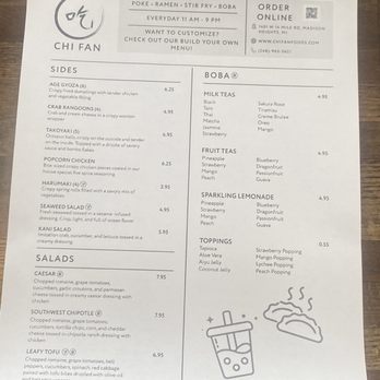 CHI FAN - Menu - Asian Fusion Near Me - Madison Heights, Michigan CHI FAN - Menu - Asian Fusion Near Me - Madison Heights, Michigan