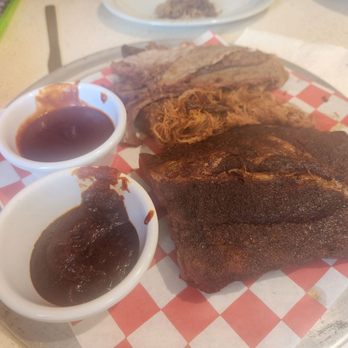 Mary's Cafe - 1/2 lbs each of brisket, pulled pork and ribs with bbq sauce. - Diners Near Me - Flagstaff, Arizona