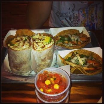 Carbon - A fish named William on wheat! And of course chicken tacos and steak! Extra hot sauce and pineapple sauce. - Mexican Near Me - Chicago, Illinois