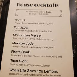 Cocktail menu