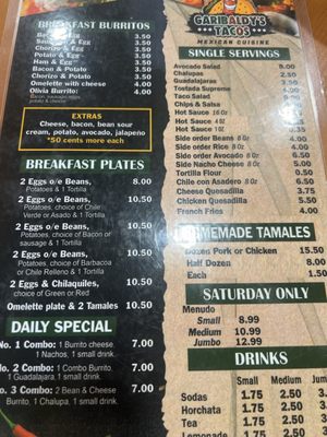 Menu photo 1 Garibaldy's Tacos Odessa, TX Menu photo 1 Garibaldy's Tacos Odessa, TX