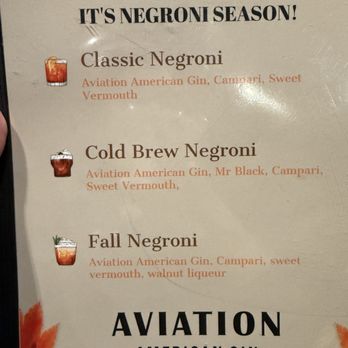 Amakara - Seasonal Negroni menu - Sushi Bars Near Me - Dublin, California