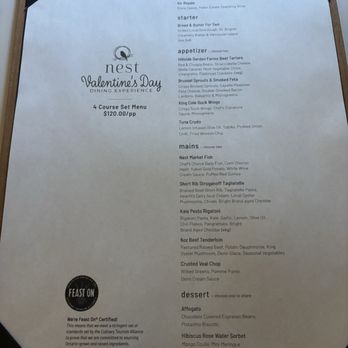 Nest - Valentines Day 2026 Menu - Wine Bars Near Me - Uxbridge, Ontario