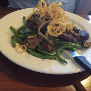 Brown's Brewing Company - Delmonico steak, mashed potatoes, mushrooms, onion rings, and green beans - Breweries Near Me - Troy, New York Brown's Brewing Company - Delmonico steak, mashed potatoes, mushrooms, onion rings, and green beans - Breweries Near Me - Troy, New York