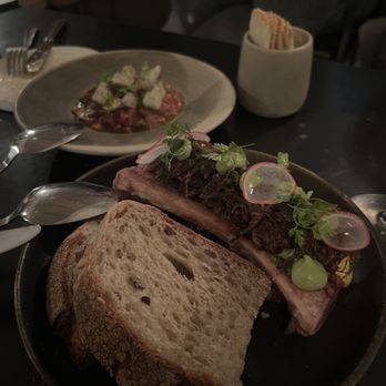 Is That French - top: bison tartare bottom: bone marrow - Wine Bars Near Me - Vancouver, British Columbia