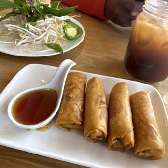 Mona’s Super Noodle - Spring Rolls (4) Thai Ice Tea - Noodles Near Me - Baltimore, Maryland