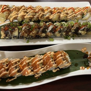 Bonsai Sushi - Top is mango jalapeño (fried), middle Godzilla (fried) and the bottom is the Cuban. - Sushi Bars Near Me - Provo, Utah