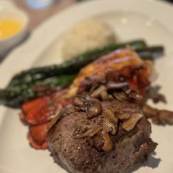 Toro - Filet, lobster tail, asparagus, and mashed potatoes