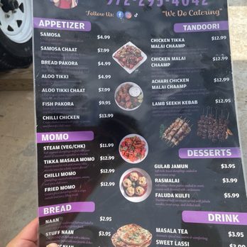 Mehar Street Spice - Front of menu - Food Trucks Near Me - Nevada, Texas
