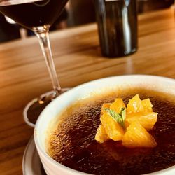 Two Travelers Wine Bar + Merchant - Orange Julius crème brûlée $12. Yum.