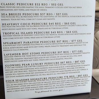 Four Seasons Nails & Spa - Pedicure menu - Nail Salons Near Me - Germantown, Maryland