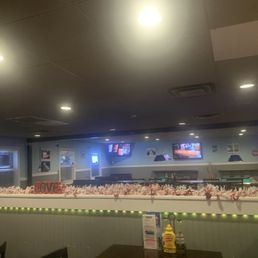 Pool tables on other side of restaurant