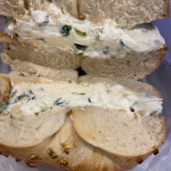 Bagels & Co. - Everything Bagel with Scallion Cream Cheese - Bakeries Near Me - New York, New York Bagels & Co. - Everything Bagel with Scallion Cream Cheese - Bakeries Near Me - New York, New York