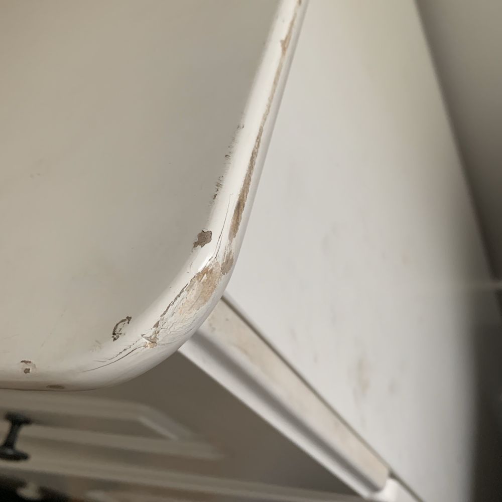 Dresser that was not wrapped. One of many pieces of damaged furniture