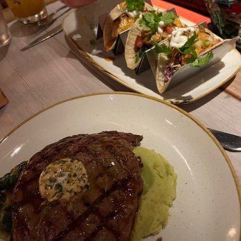 Monkeypod Kitchen by Merriman - Fish tacos and Grass Fed , Hormone Free Peppercorn Rubbed Filet Steak - New American Near Me - Kihei, Hawaii