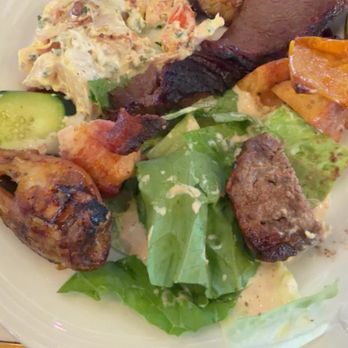 Fogo de Chão - Plate with a mix of side items & meat - Brazilian Near Me - Huntington Beach, California Fogo de Chão - Plate with a mix of side items & meat - Brazilian Near Me - Huntington Beach, California