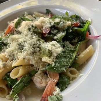 Bistro 13 - Gluten free pasta, shrimp in garlic olive oil, fresh spinach, fresh tomatoes; pesto and blue cheese - Bars Near Me - Camarillo, California Bistro 13 - Gluten free pasta, shrimp in garlic olive oil, fresh spinach, fresh tomatoes; pesto and blue cheese - Bars Near Me - Camarillo, California