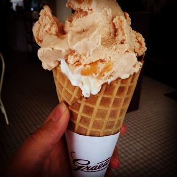 Graeter's Ice Cream - Seasonal Peach on top of Seasonal Cheese Crown (tastes similar to cheesecake but better), what a killer combination! - Ice Cream & Frozen Yogurt Near Me - Bexley, Ohio Graeter's Ice Cream - Seasonal Peach on top of Seasonal Cheese Crown (tastes similar to cheesecake but better), what a killer combination! - Ice Cream & Frozen Yogurt Near Me - Bexley, Ohio