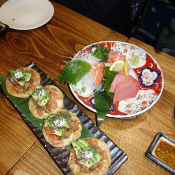 Kiraku - Yuzu Salmon Tostada, Bluefin Tuna Toro Sashimi - Tapas/Small Plates Near Me - Berkeley, California