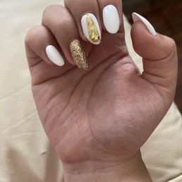 White and gold nails