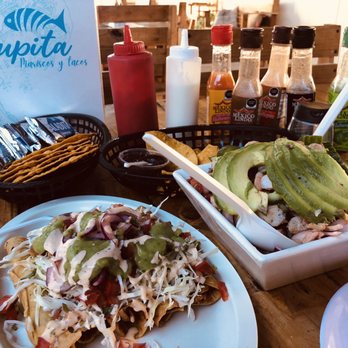 Tacos Lupita - Shrimp flautist and a bowl with 1/2 order of ceviche. Delish! - Tacos Near Me - Maneadero, BCN