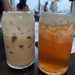 Left: Golden hour. Right: Strawberry hibiscus shaken tea