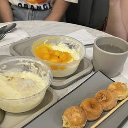 Milk custard Salted egg waffle Milk custard Salted egg waffle