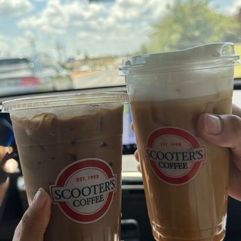 Scooter's Coffee - Iced white mocha & iced turtle latte - Coffee & Tea Near Me - Fort Worth, Texas Scooter's Coffee - Iced white mocha & iced turtle latte - Coffee & Tea Near Me - Fort Worth, Texas