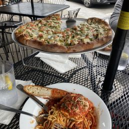 Egg Plant parmigiana & and Chicken Pesto pizza