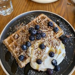 Waffle House - Waffle with blueberries and vanilla yogurt