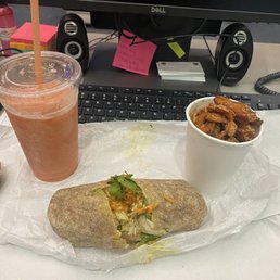 Grilled Chicken Wrap , Mo Bay Smoothie, Sweet Pototes Fries
