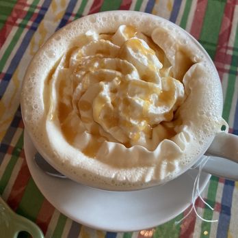 A Cause For Tea - Blueberry tea with whipped cream and caramel drizzle...divine! - Tea Rooms Near Me - Monroe, North Carolina