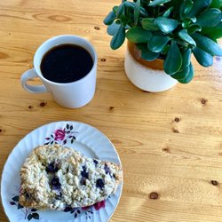 Lawrencetown Beach Cafe - Drip coffee and blueberry scone