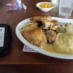 Marshall Family Restaurant - Roast chicken dinner with mashed, dressing, and gravy.
