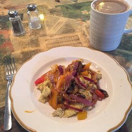 Three egg veggie scramble and an americano.  Yum!!