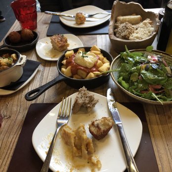 Camino - Potatoes with red sauce and cheese, summer salad, meat balls - Bars Near Me - London, XGL Camino - Potatoes with red sauce and cheese, summer salad, meat balls - Bars Near Me - London, XGL