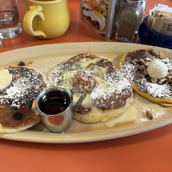 Snooze, an A.M. Eatery - Pancake Flight Customized --Chocolate Chip Pancakes, original Single Pancake, and Crab & Asparagus Omelet* - Breakfast & Brunch Near Me - Scottsdale, Arizona Snooze, an A.M. Eatery - Pancake Flight Customized --Chocolate Chip Pancakes, original Single Pancake, and Crab & Asparagus Omelet* - Breakfast & Brunch Near Me - Scottsdale, Arizona