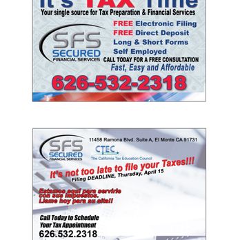 Secured Financial Services - Tax Services Near Me - El Monte, California Secured Financial Services - Tax Services Near Me - El Monte, California