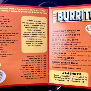 Casa Del Sol - Menu (3 of 3 pics) - Mexican Near Me - Clackamas, Oregon Casa Del Sol - Menu (3 of 3 pics) - Mexican Near Me - Clackamas, Oregon