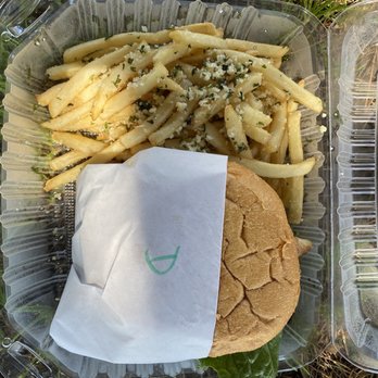 Pocket Burger Shack - Da Kine burger with garlic fries - Burgers Near Me - Sunset Beach, California Pocket Burger Shack - Da Kine burger with garlic fries - Burgers Near Me - Sunset Beach, California