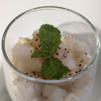 Hanare Sushi - Yuzu Panna Cotta dessert - Japanese Near Me - Costa Mesa, California Hanare Sushi - Yuzu Panna Cotta dessert - Japanese Near Me - Costa Mesa, California