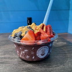 Playa Bowls - Build Your Own Bowl Açaí base with chocolate protein, blueberries, strawberries, peanut butter
