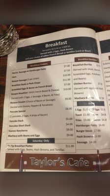 Menu photo 8 Taylor's Cafe Chino, CA