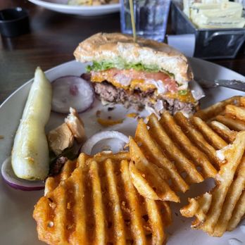 MeMe's Cafe - Bacon cheeseburger with waffle fries - American Near Me - Springdale, Utah